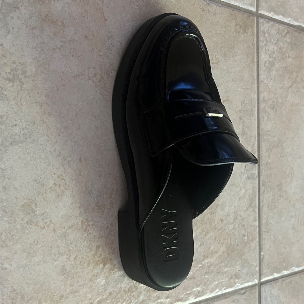 DKNY Glossy Black Slip-On Loafers - Picture 5 of 5